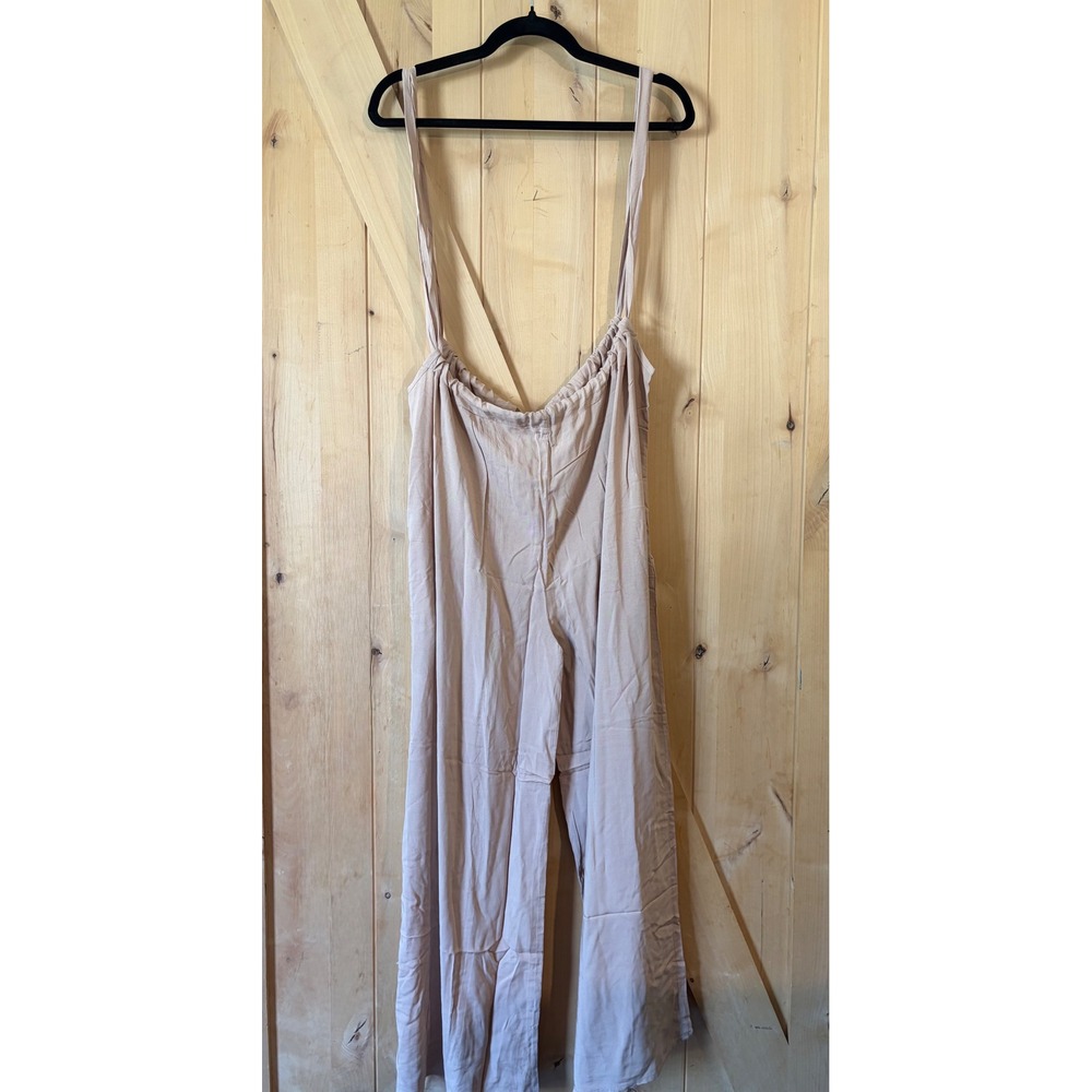 Zenana Suspender Overalls Light Tan Size Large